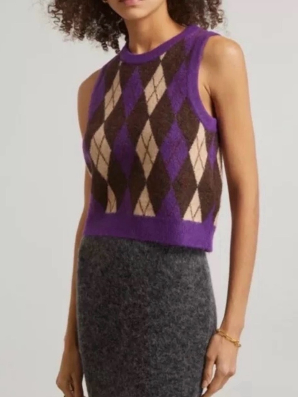 Levi's Deja Vu Sweater Vest Purple Argyle Super Cozy Wool Pullover NWT XS